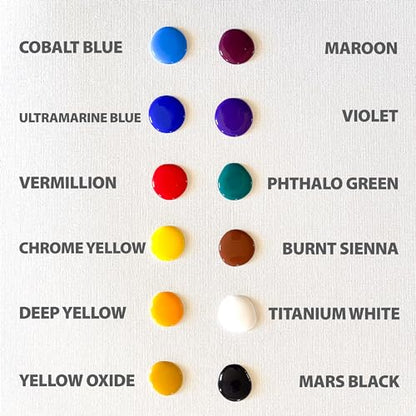milo Acrylic Paint Set, 12 Primary Colors, 16 oz Bottles, Semi-Gloss | Safe, Non-Toxic, Made in the USA, Arts & Crafts Paints for Artists, Student & Hobby Painters, Paint Pack, Classroom, Bulk - style: Primary Set 12 x 16 oz