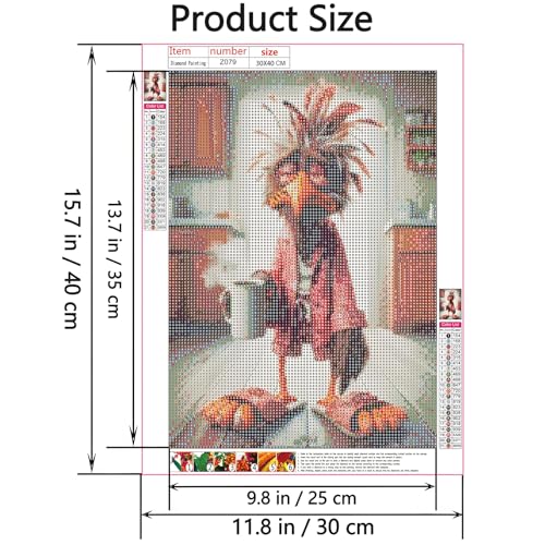 Shouruihua Diamond Painting Kits for Adults, Chicken Diamond Art Kits | Funny Animal, Gem Art, Diamond Dotz Kits, Diamond Dots, Full Round Drill Diamond Painting Kits for Adults, 11.8x15.7 in - color: Stay Up Night Chicken