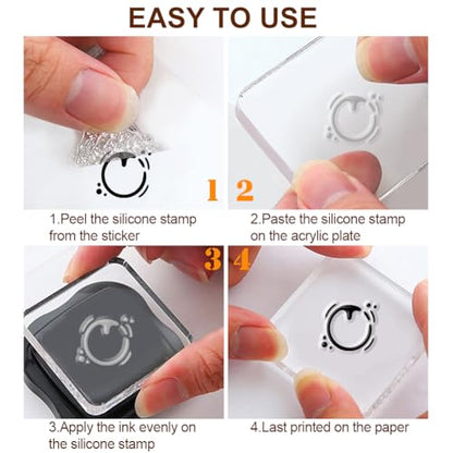 29 Pcs Acrylic Stamps for Crafting Card Making Supplies Set | 3 Acrylic Clear Stamp Blocks, 6 Clear Silicone Stamps Seals, 20 Craft Ink Pads Stamp for DIY Scrapbooking Journal - style: 29Pcs Journal Clear Stamps