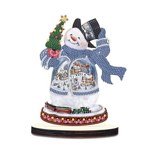 Christmas Diamond Art Tabletop Decoration, DIY Snowman and Christmas tree, Diamond Art 5D Special Shape Crystal Diamond Partial Diamond Art Painting Mosaic Handicraft, Home Office Tabletop Decor Gift - color: Snowman and Christmas tree