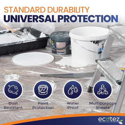 1 Pack 12 x 9 ft Extra Large Plastic Drop Cloth for Painting | Light & Durable Tarp Cover for Furniture Plastic Clear Tarp Waterproof - Paint Floor Covering - Painters Drop Cloth Sheeting - size: 1 Sheet