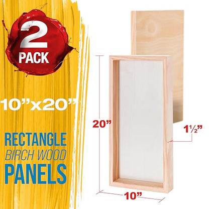 U.S. Art Supply 10" x 20" Unfinished Cradled Wood Panels for Painting - size: 10" x 20"