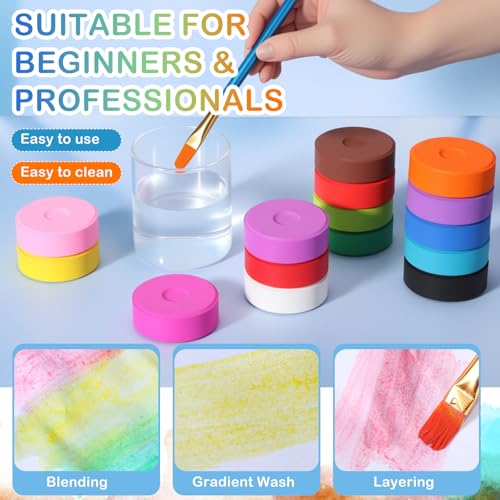 Nuanchu Tempera Paint Cakes 15 Colors Washable Art Supplies, 15 Pcs