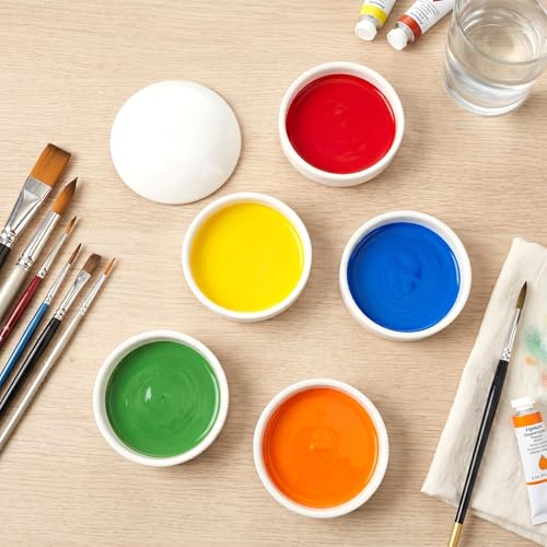 4 Sets Ceramic Watercolor Palette 5 Layers Stackable Porcelain Paint Mixing Trays with Lids Round Watercolor Mixing Palette Dish Bowls for Artist Gouache Pigment Chinese Ink(5.51 x 3.94 in) - size: 5.51 x 3.94 in