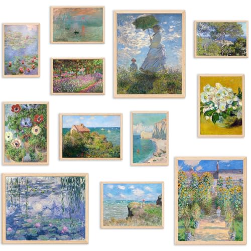 KBKBART Claude Monet Eclectic Wall Art, Monet Prints for Wall Decor, Eclectic Home Decor Canvas Impressionist Painting, Monet Water Lilies Exhibition Poster for Room Aesthetic, Classic Monet Gallery Art Prints Maximalist Decor - UNFRAMED - color: Monet Pr