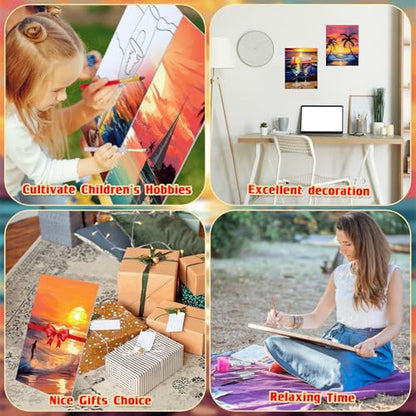 Tinlade 12 Pcs Pre Drawn Canvas for Painting Stretched,Sea Sunset - size: Sea Sunset
