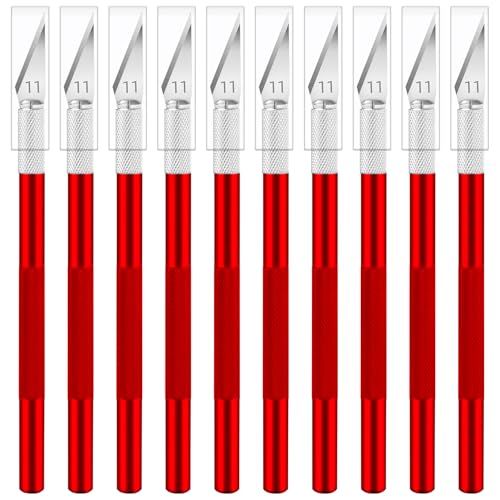 Exacto Knife, 10 Pack Exacto Knife Set for Detailed Cutting, Craft Knife, Art Knife for Paper, Cardstock, Vinyl, Stencil, Scrapbooking, Model Making, Carving and DIY Art Projects (Red) - color: Red, size: 10 Pack
