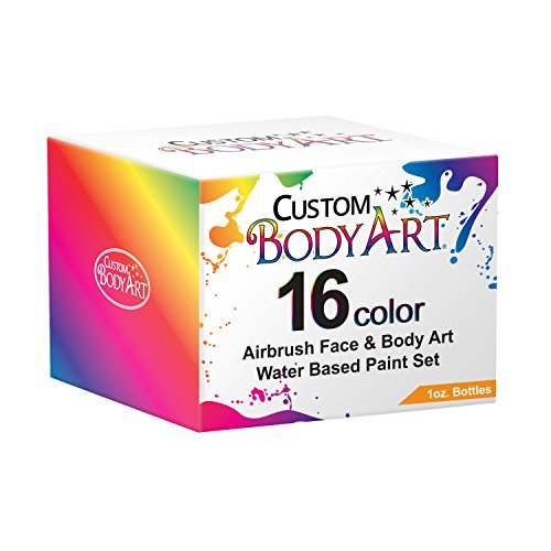 Custom Body Art Set of 16 Colors 1-oz Bottles, Water Based Face Body Paint - color: 16 Color Kit