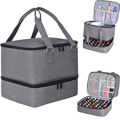 FCQQYWZ Nail Polish Organizer Case - Holds 42+ Bottles (15ml/0.5 fl.oz) and 1 Nail Lamp, Upgraded Double-layer Nail Polish Carrying Case Nail Polish Storage Bag with Handles (Grey) - color: Grey-42Bottles