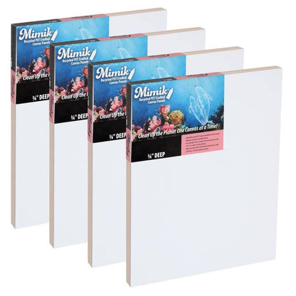 Creative Mark Mimik Recycled PET Cradled Canvas Panel 3/4" Depth - 11x14 Pack of 4 - Medium-Textured Painting Board for Eco-Conscious Artists, 14.11 oz Triple-Acrylic-Primed Weight Mounted Canvas - size: 11x14" Pack of 4