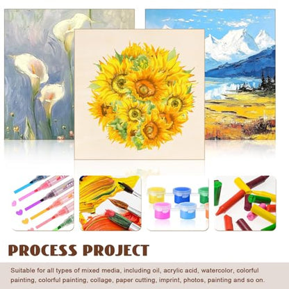 FSWCCK 10 Pack 8 x 8 inch Wood Panel Boards, Unfinished Wood Canvas Panels for Crafts, Painting Canvas, DIY Art Projects, Pouring, Arts Use with Oils, Acrylics ﻿ - size: 8"X 8" 10 Pack