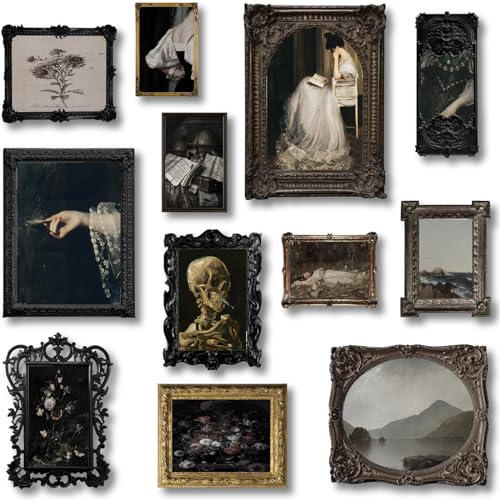 KBKBART Dark Academia Wall Art, 12 Pc Vintage Gothic Prints, Unframed | Canvas Prints, Victorian Gothic Art, Halloween Pictures Wall Decor, Moody Posters for Bedroom Bathroom - color: Dark Academia Decor
