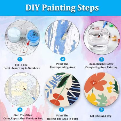 Artunion Framed Paint by Numbers Kit for Adults Beginners & Kids Ages 8-12,Watercolor Flowers Paint by Number with Frame, Floral Abstract Paint by Numbers Kit on Canvas 10 * 10 Inch Without Easel - color: ZXT-239-F