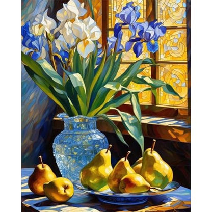 Stained Glass Flower Paint by Numbers Kit for Adults Without Frame 16x20 IN - color: YOPNF10