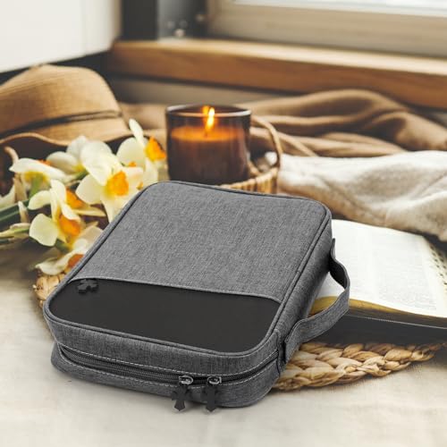 Bible Cover Bag With For Women Men Scripture Study Carrying Book Cover - color: Black&Grey