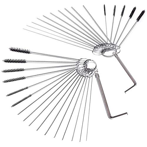 32-Piece Carburetor Cleaning Brush & Needle Kit, Micro Dirt Jet Cleaner Tool Set for Small Engine, Motorcycle, ATV, Weed Eater, Airbrush and Chainsaw, Stainless Steel Wire with Hex Wrench