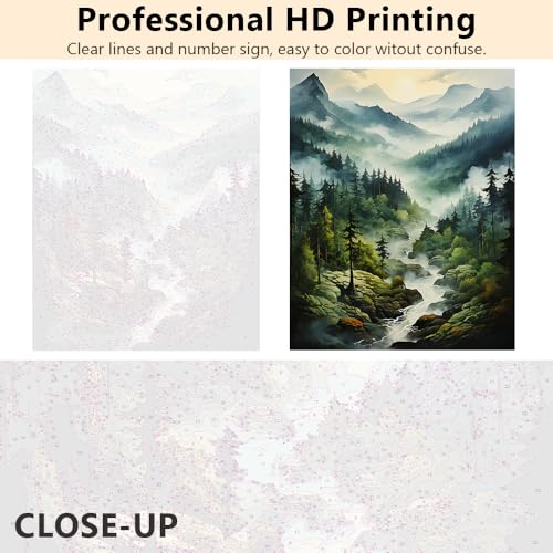 TUMOVO DIY Framed Paint by Numbers for Adults Forest Landscape, Acrylic Paint Kit, 16"x20" - color: Forest - Framed
