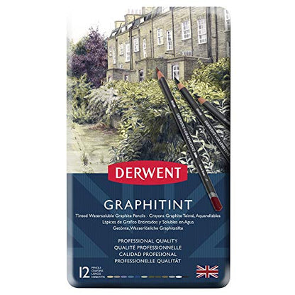 Derwent Graphitint Pencils, Metal Tin, 12 Count (0700802) - size: 1 Count (Pack of 12)