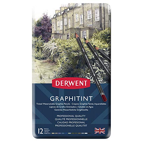 Derwent Graphitint Pencils, Metal Tin, 12 Count (0700802) - size: 1 Count (Pack of 12)