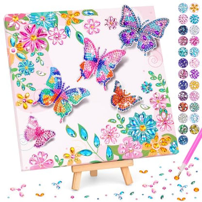 Arts and Crafts for Kid Age 8-12, Diamond Art Butterfly Girl Birthday Gift - style: Pink