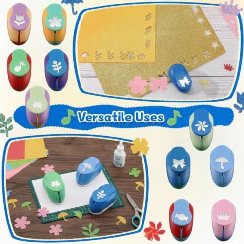 Harloon 10 Pcs Craft Hole Punch Shapes 1 Inch Paper Punch Hole Mix Shapes Cutters for Paper Crafting Scrapbooking Office Supplies(Cute) - style: Cute