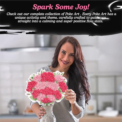 Unwynd Poke Art Carnations Flower Bouquet Kit for Adults, Women and Teens | Hobby activity, brain puzzles, adult, 12 illustration sheets, 12 pages of stickers, 12 colour pages Rubbing Plates & Supplies - style: Carnations