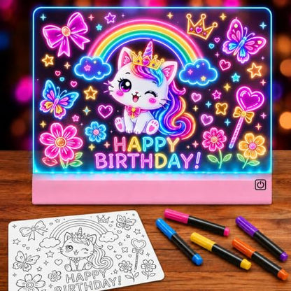 Upgraded 16 Inches LED Drawing Board – Rechargeable, 8 Colors, 11 Light Modes, Adjustable Brightness – Acrylic Light Board for Tracing with Stand, Markers and Full Kit – Birthday Gift Set (Pink) - style: Style Pink