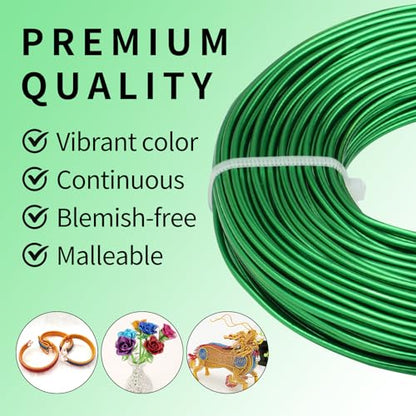 12 Gauge Aluminum Wire 100FT, 2mm Bendable Metal Anodized Aluminum Wire for Sculpting Jewelry Making Crafts Wreath Beading Floral(Grass Green) - color: Grass Green