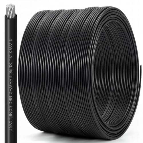 Relaxweex 150Ft 4 AWG XHHW-2 Aluminum Building Wire - UL Listed 600V 75A 90°C Stranded Cable for Residential, Commercial and Industrial Power Distribution Systems - size: 150Ft
