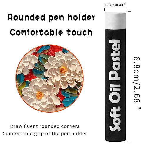 Mifuner Soft Oil Pastels Set (12 Sticks), Single Colors Heavy Oil Pastels Vibrant and Creamy,Pastel Art Supplies for Artists,Gallery Oil Painting Stick for Adult Drawing. White - color: Pastel-12pcs White