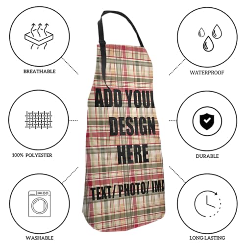 Giwawa Unisex Adult Apron Waterproof Stain Resistant Kitchen Cooking Apron with 2 Pockets for BBQ Grill Painting - color: Custom