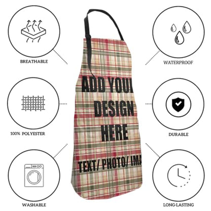 Giwawa Unisex Adult Apron Waterproof Stain Resistant Kitchen Cooking Apron with 2 Pockets for BBQ Grill Painting - color: Custom