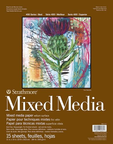 Strathmore 400 Series Tape Bound Mixed Media Pad, 140 lb. Vellum Paper, 11 X 14 inches, 15 Sheets (462-111)