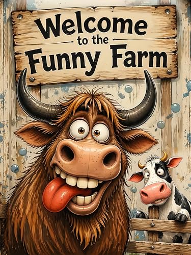 ArtIgle Diamond Painting Kit for Adults,5D Full Drill Yak Diamond Art | Welcome to the Funny Farm Theme DIY Paint by Diamonds Dot Gem Art for beginners,Home Wall Decor 12x16Inch - color: KM1190-1