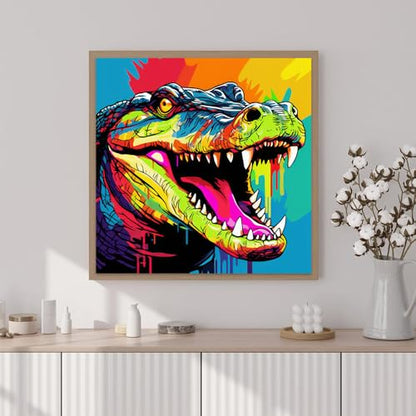 Artunion Framed Paint by Numbers Kit for Adults Beginners & Kids Ages 8-12,Crocodile Paint by Number with Frame,Animal Paint by Numbers Kit on Canvas 10 * 10 Inch Without Easel - color: ZXT-395-F