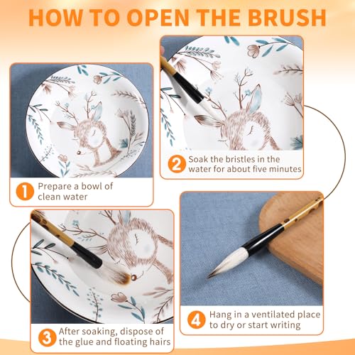 Chinese Painting Brushes Set, 3 Sizes Chinese Calligraphy Brush Set Flower Bird Line-Drawing Brushes Writing Brush, Painting with Bamboo Pen Holder, Traditional Art Sumi