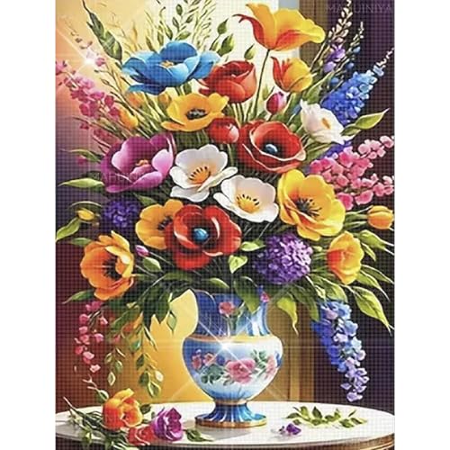 COHAYISY Flowers Diamond Painting Kits for Adults, Bouquets Diamond Art for Beginners, vases Diamond Round 5D Full Drill Paint with Diamonds Pictures Gem Art Painting Kits DIY Crafts Kits 12x16inch - color: 25-18 Bouquets