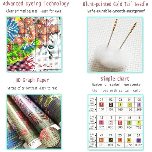 Fanxvivy Stamped Cross Stitch Kits for Beginners Full Range of Cross Stitching Preprinted Embroidery Kits for Adults, 11CT Embroidery Pattern Needlepoint Kits-Forest Wolf King 16x20 inch - color: Artdesign03