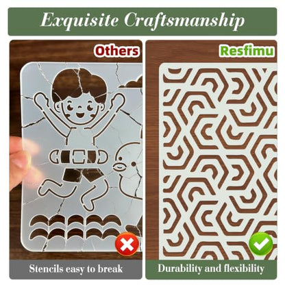 Geometric Texture Stencils for Crafts Reusable 16Pcs Stencils(8.6X4.1 in) - color: Texture 22