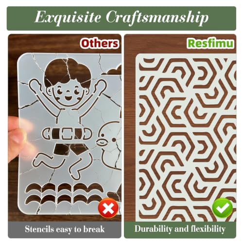 Geometric Texture Stencils for Crafts Reusable 16Pcs Stencils(8.6X4.1 in) - color: Texture 22
