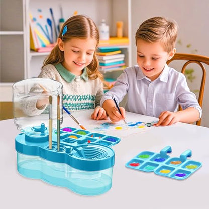 Upgraded Paint Brush Cleaner Tool,Brush Rinser Cup Painting Running Water Circulation Art Supplies for Acrylic,Watercolor and Water Based Creative Gift for Adult Artist Beginner and Painter - color: Blue