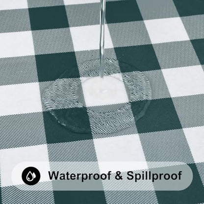 Smiry 4 Foot Picnic Table Cloth, Flannel Backed Fitted Vinyl tablecloths | Waterproof Elastic Rectangle Tablecloth ,Buffalo Plaid Table Covers for Dining, Camping (Hunter Green and White, 24" x 48") - color: Hunter Green and White, size: 48" x 24" (Rectan