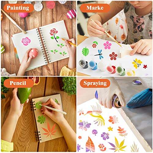 Colarr 12 Set Stencils for Painting on Wood Reusable Flower Stencils Painting Crafts Plants Flowers Templates Stencil for Paper Scrapbooking Home Drawing Decor(9.84 x 9.84 in,Classic)