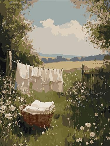 WUDWL Scenery Paint by Numbers Kit for Adults,Color By Numbers for Adults | Countryside Scenery Decor Painting by Number On Canvas, Paint Number Artist Funny Without Frame DIY, Home Wall Decor, 12x16in - color: YH03160, size: Without Frame