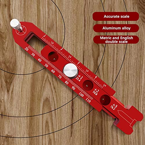 Woodworking Aluminum Alloy Circular Drawing Tool,Fixed-Point Marking Gauge Woodworking Compass Scribe,Metric/British,Adjustable Drawing Circle Ruler