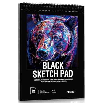 Black Sketch Pad 7.6 × 10 in, 50 Sheets, Spiral Bound Sketchbook | Black Paper for Gel Pens, Metallic Markers, Pencils & Pastel; Mixed Media Sheets; Lay-Flat Top Spiral - size: 7.6×10 Inch (1 pack)