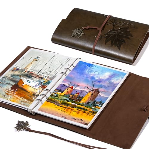 Lightwish Watercolor Sketchbook,100% Cotton Acid Free Watercolor Journal,300gsm/140lb Cold Press Watercolor Paper for Artists,Adults,Students,20 Sheets,9.25 * 6.3 Inches - color: Vintage Deep Brown