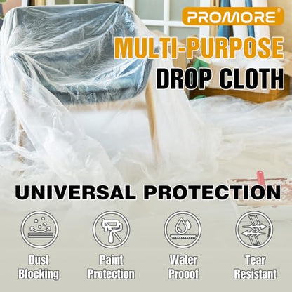 10 Pack Plastic Drop Cloth 12x9 Ft, Disposable Painter's Sheeting & Tarps for Painting, Furniture, Walls, and Floor Protection - size: 0.5mil-10Pack