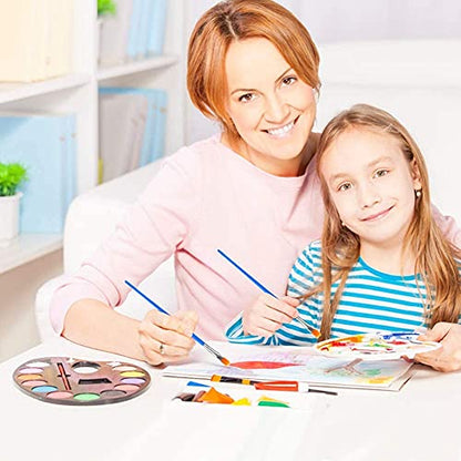65Pcs Paint Brushes Palettes Set,60pcs Flat Round Paint Brush 5 PCS Paint Trays for Kid Classroom Crafts Small Paint Brushes Bulk for Acrylic Oil Watercolor Canvas Face Rock Painting Party Painting