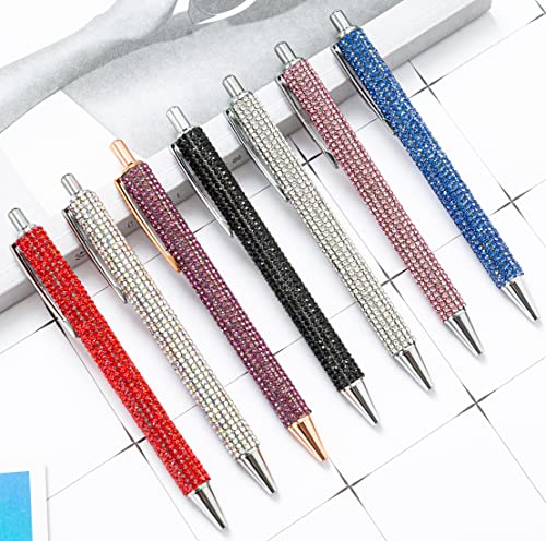 Gullor Click Ballpoint Pens, Diamond-encrusted Ball Pens, Black Ink Medium Point 1mm, for Office Supplies Gift Wedding Birthday - color: Pink, style: 10 Pieces